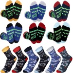 6 Paar lustige, im Dunkeln leuchtende Crew-Socken, Strumpffüller, leuchtende, lustige Socken für Männer und Frauen, Geburtstagsgeschenk