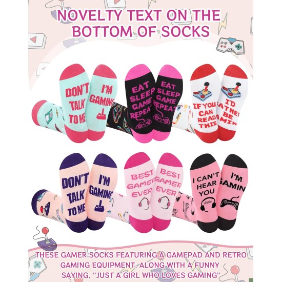 Liitrsh 6 Paar lustige Gamer-Socken für Teenager-Mädchen, neuartige Videospiel-Crew-Socken aus Baumwolle, Gaming-Geschenke, coole Gaming-Nacht-Accessoires für Frauen, Spieleliebhaber, Ostern, Abschlussfeier, Geburtstag, Spielzeit, Partygeschenke Liitrsh 6 Paar lustige Gamer-Socken für Teenager-Mädchen, neuartige Videospiel-Crew-Socken aus Baumwolle, Gaming-Geschenke, coole Gaming-Nacht-Accessoires für Frauen, Spieleliebhaber, Ostern, Abschlussfeier, Geburtstag, Spielzeit, Partygeschenke