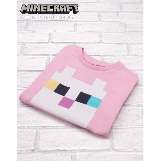 Minecraft Kitty Front Tie Mädchen rosa T-Shirt Gamer Tee