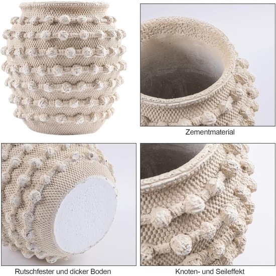 DN DECONATION Beige rustikale Bauernvase, 20,8 cm große strukturierte Boho-Vase für Heimdekoration, dekorative Blumenvasen aus Zement mit Seilknoten für Wohnzimmer, Tischaufsatz, Regal, Kaminsims-Dekoration DN DECONATION Beige rustikale Bauernvase, 20,8 cm große strukturierte Boho-Vase für Heimdekoration, dekorative Blumenvasen aus Zement mit Seilknoten für Wohnzimmer, Tischaufsatz, Regal, Kaminsims-Dekoration