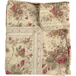 Greenland Home Fashions Antique Rose – klassisches traditionelles Blumenmuster – gesteppte Überwurfdecke aus 100 % Baumwolle, 127 x 152 cm, Ecru