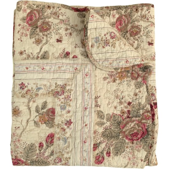 Greenland Home Fashions Antique Rose – klassisches traditionelles Blumenmuster – gesteppte Überwurfdecke aus 100 % Baumwolle, 127 x 152 cm, Ecru Greenland Home Fashions Antique Rose – klassisches traditionelles Blumenmuster – gesteppte Überwurfdecke aus 100 % Baumwolle, 127 x 152 cm, Ecru