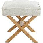 Amazon Basics – Kleine osmanische Fußstütze, quadratischer Mid-Century Modern X-Fußhocker aus Polyester, Leinen, Elfenbeinweiß, 18 Amazon Basics – Kleine osmanische Fußstütze, quadratischer Mid-Century Modern X-Fußhocker aus Polyester, Leinen, Elfenbeinweiß, 18