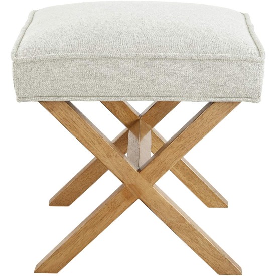 Amazon Basics – Kleine osmanische Fußstütze, quadratischer Mid-Century Modern X-Fußhocker aus Polyester, Leinen, Elfenbeinweiß, 18 Amazon Basics – Kleine osmanische Fußstütze, quadratischer Mid-Century Modern X-Fußhocker aus Polyester, Leinen, Elfenbeinweiß, 18