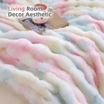 Smoofy Kunstfell-Überwurfdecke für Couch – Regenbogen-flauschiges, gemütliches Kaninchen-Fleece, weiche Plüsch-Blasendecke für Sofa und Bett, für Mama, warme, flauschige Heim- und Raumdekoration, Überwurf, 127 x 152 cm Smoofy Kunstfell-Überwurfdecke für Couch – Regenbogen-flauschiges, gemütliches Kaninchen-Fleece, weiche Plüsch-Blasendecke für Sofa und Bett, für Mama, warme, flauschige Heim- und Raumdekoration, Überwurf, 127 x 152 cm