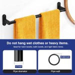 Mattschwarzer Handtuchhalter für Badezimmer – 61 cm rostfreier Handtuchhalter, stabile Handtuchstange zur Wandmontage, platzsparender Handtuchhalter, Badezimmer-Accessoires, Heimdekoration, Essentials für die Wohnung