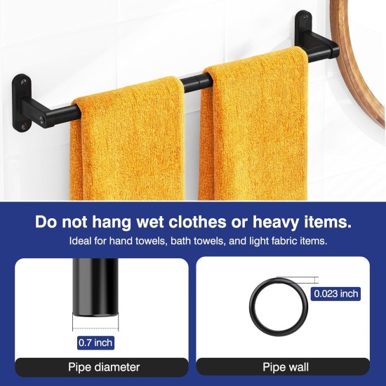 Mattschwarzer Handtuchhalter für Badezimmer – 61 cm rostfreier Handtuchhalter, stabile Handtuchstange zur Wandmontage, platzsparender Handtuchhalter, Badezimmer-Accessoires, Heimdekoration, Essentials für die Wohnung