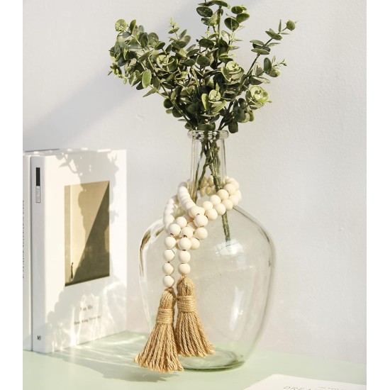 Meplait 39 Zoll Holzperlengirlande Bauernhaus mit Quasten, vielseitige Gebetsperlen, Boho-Chic, Wandbehang, Heimdekoration (natürlich) Meplait 39 Zoll Holzperlengirlande Bauernhaus mit Quasten, vielseitige Gebetsperlen, Boho-Chic, Wandbehang, Heimdekoration (natürlich)