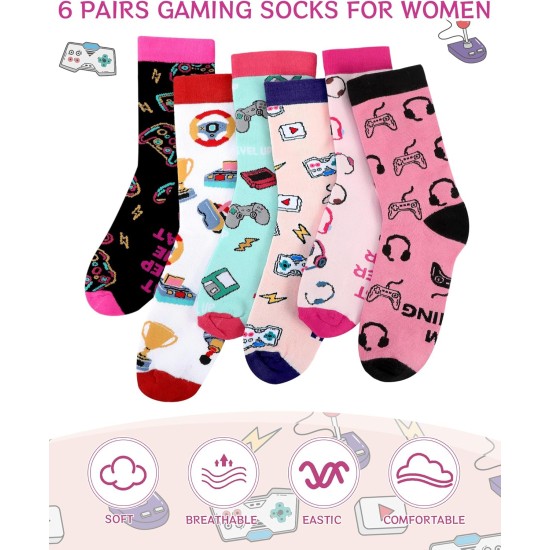 Liitrsh 6 Paar lustige Gamer-Socken für Teenager-Mädchen, neuartige Videospiel-Crew-Socken aus Baumwolle, Gaming-Geschenke, coole Gaming-Nacht-Accessoires für Frauen, Spieleliebhaber, Ostern, Abschlussfeier, Geburtstag, Spielzeit, Partygeschenke Liitrsh 6 Paar lustige Gamer-Socken für Teenager-Mädchen, neuartige Videospiel-Crew-Socken aus Baumwolle, Gaming-Geschenke, coole Gaming-Nacht-Accessoires für Frauen, Spieleliebhaber, Ostern, Abschlussfeier, Geburtstag, Spielzeit, Partygeschenke