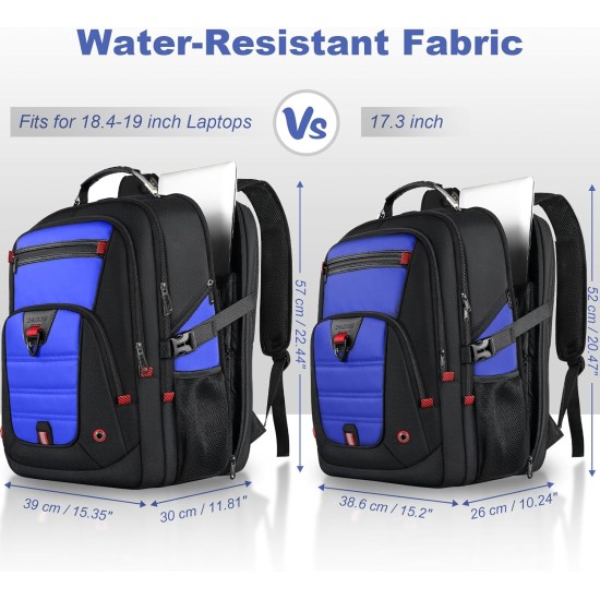 Z-MGKISS Gaming Laptop Travel Backpack Fits 18.4"-19" Laptops, Extra Large TSA Carry On Bag, College Business Work Mens Backpack, Blue