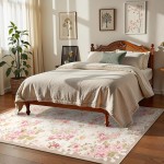 Lahome waschbare Teppiche mit Blumenmuster, 12,7 x 17,8 cm, Teppiche für Wohnzimmer, Boho-Teppich, Vintage-Teppiche für Schlafzimmer, Mädchen, rutschfest, niedriger Flor, ultradünn, großer Teppich für Bauernhaus, Esszimmer, Kinderspielzimmer, Nina (1,5 x Lahome waschbare Teppiche mit Blumenmuster, 12,7 x 17,8 cm, Teppiche für Wohnzimmer, Boho-Teppich, Vintage-Teppiche für Schlafzimmer, Mädchen, rutschfest, niedriger Flor, ultradünn, großer Teppich für Bauernhaus, Esszimmer, Kinderspielzimmer, Nina (1,5 x