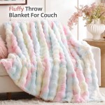 Smoofy Kunstfell-Überwurfdecke für Couch – Regenbogen-flauschiges, gemütliches Kaninchen-Fleece, weiche Plüsch-Blasendecke für Sofa und Bett, für Mama, warme, flauschige Heim- und Raumdekoration, Überwurf, 127 x 152 cm Smoofy Kunstfell-Überwurfdecke für Couch – Regenbogen-flauschiges, gemütliches Kaninchen-Fleece, weiche Plüsch-Blasendecke für Sofa und Bett, für Mama, warme, flauschige Heim- und Raumdekoration, Überwurf, 127 x 152 cm