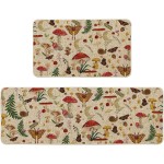 Artoid Mode Pilze Schmetterling Frühling Küchenmatten 2er-Set, Heimdekor-Küchenteppiche mit niedrigem Profil für den Boden – 17 x 29 und 17 x 47 Zoll