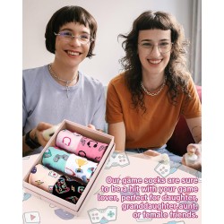 Liitrsh 6 Paar lustige Gamer-Socken für Teenager-Mädchen, neuartige Videospiel-Crew-Socken aus Baumwolle, Gaming-Geschenke, coole Gaming-Nacht-Accessoires für Frauen, Spieleliebhaber, Ostern, Abschlussfeier, Geburtstag, Spielzeit, Partygeschenke