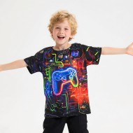 Boys Girls 3D Graphic Print Neon Game Shirt Short Sleeve Neon Tees Tops Summer T Shirts for Boys