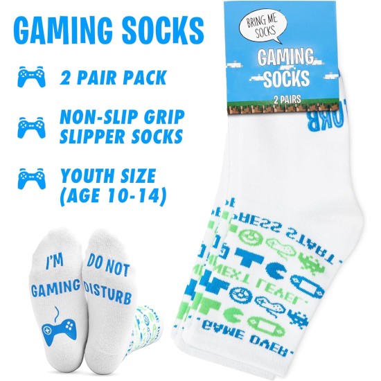 Neuheits-Gaming-Socken für Kinder im 2er-Pack – „Bitte nicht stören, ich spiele“-Multipack für Jungen und Mädchen im Alter von 10–14 Jahren