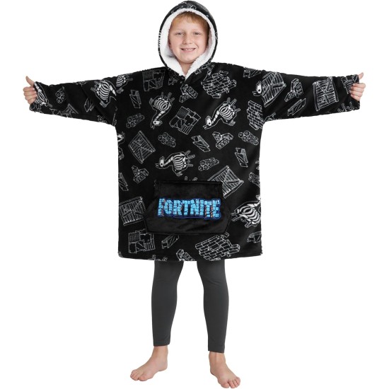 Fortnite-Decke-Hoodie-Geschenke für Jungen und Teenager, übergroßer Fleecepullover mit Sherpa-gefütterter Kapuze, tragbare Decke für Gamer