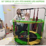 55" Indoor & Outdoor Trampoline for Kids with Enclosure, Toddler Trampoline with Adjustable Gymnastics Bar & Toys, No-Gap Safety Design