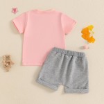 Sejardin Baby Mädchen Sommer Outfit Kleinkind Brief Drucken Kurzarm T Shirt Tops und Stretch Shorts 6 12 18 24M 2T Mädchen Kleidung