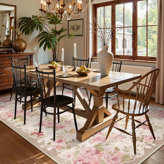 Lahome waschbare Teppiche mit Blumenmuster, 12,7 x 17,8 cm, Teppiche für Wohnzimmer, Boho-Teppich, Vintage-Teppiche für Schlafzimmer, Mädchen, rutschfest, niedriger Flor, ultradünn, großer Teppich für Bauernhaus, Esszimmer, Kinderspielzimmer, Nina (1,5 x Lahome waschbare Teppiche mit Blumenmuster, 12,7 x 17,8 cm, Teppiche für Wohnzimmer, Boho-Teppich, Vintage-Teppiche für Schlafzimmer, Mädchen, rutschfest, niedriger Flor, ultradünn, großer Teppich für Bauernhaus, Esszimmer, Kinderspielzimmer, Nina (1,5 x