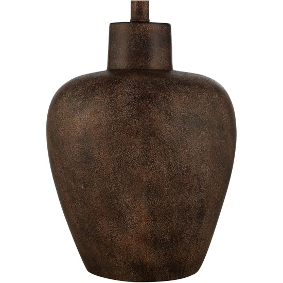 Regency Hill Glenn Farmhouse Rustikale südwestliche natürliche Cottage-Tischlampen, 68,6 cm hoch, Set mit 2 konischen Trommelschirmen aus dunklem Terrakotta-Stoff, Dekor für Wohnzimmer, Schlafzimmer, Haus, Nachttisch