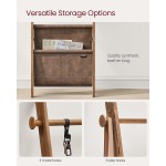 VASAGLE Deckenleiter für Wohnzimmer, 5-stufiges Leiterregal aus Holz, dekorativer Bauernhaus-Deckenständer mit Kunstledertasche, Metallhaken, Seitenhaken, für Schlafzimmer, Karamellbraun ULLS022K01 VASAGLE Deckenleiter für Wohnzimmer, 5-stufiges Leiterregal aus Holz, dekorativer Bauernhaus-Deckenständer mit Kunstledertasche, Metallhaken, Seitenhaken, für Schlafzimmer, Karamellbraun ULLS022K01