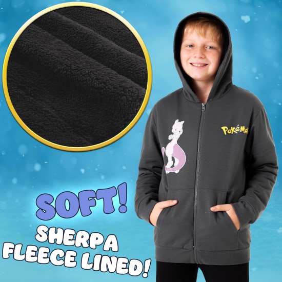 Pokemon Sherpa-Fleece-Hoodie für Jungen, Teenager, Alter 7–14, Kapuzen-Sweatshirt mit Reißverschluss, warme Hoodies, Anime-Geschenke für Jungen Pokemon Sherpa-Fleece-Hoodie für Jungen, Teenager, Alter 7–14, Kapuzen-Sweatshirt mit Reißverschluss, warme Hoodies, Anime-Geschenke für Jungen