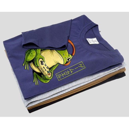 Lustiges Gamer-Frosch-T-Shirt für Herren, japanischer Game-Frosch mit Controller, Videospiel-T-Shirt Lustiges Gamer-Frosch-T-Shirt für Herren, japanischer Game-Frosch mit Controller, Videospiel-T-Shirt