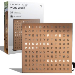 Sharper Image LED-Wort-Digitaluhr, 7,75 Zoll, Kupfer-Finish, leuchtende Schreibtisch- und Wanduhr, moderne Zeitanzeige, Regal- oder Wanddekoration für Heimbüro, Wohnzimmer, Küche und Schlafzimmer, Einweihungsgeschenk