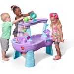 Step2 Wassertisch „Regenschauer und Einhörner“, sensorisches Spielset für Wasser- und Sandaktivitäten für Kinder, Sommerspielzeug für den Außenbereich, 13-teiliges Wasserspielzeugzubehör, für Kleinkinder ab 1,5 Jahren, Blau und Lila
