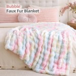 Smoofy Kunstfell-Überwurfdecke für Couch – Regenbogen-flauschiges, gemütliches Kaninchen-Fleece, weiche Plüsch-Blasendecke für Sofa und Bett, für Mama, warme, flauschige Heim- und Raumdekoration, Überwurf, 127 x 152 cm Smoofy Kunstfell-Überwurfdecke für Couch – Regenbogen-flauschiges, gemütliches Kaninchen-Fleece, weiche Plüsch-Blasendecke für Sofa und Bett, für Mama, warme, flauschige Heim- und Raumdekoration, Überwurf, 127 x 152 cm