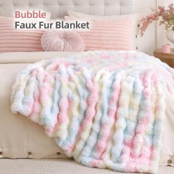 Smoofy Kunstfell-Überwurfdecke für Couch – Regenbogen-flauschiges, gemütliches Kaninchen-Fleece, weiche Plüsch-Blasendecke für Sofa und Bett, für Mama, warme, flauschige Heim- und Raumdekoration, Überwurf, 127 x 152 cm Smoofy Kunstfell-Überwurfdecke für Couch – Regenbogen-flauschiges, gemütliches Kaninchen-Fleece, weiche Plüsch-Blasendecke für Sofa und Bett, für Mama, warme, flauschige Heim- und Raumdekoration, Überwurf, 127 x 152 cm
