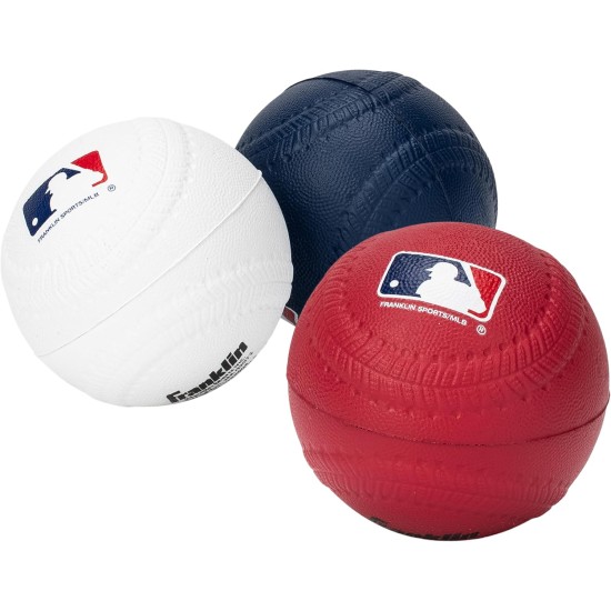 Franklin Sports Foam Baseballs - Soft Foam Practice Baseballs for Kids - Perfect for Hitting and Indoor or Outdoor Play - 3 Pack - Official MLB Licensed Product
