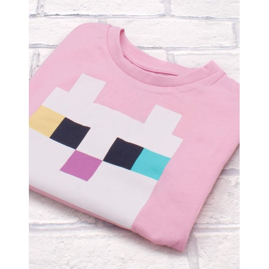Minecraft Kitty Front Tie Mädchen rosa T-Shirt Gamer Tee