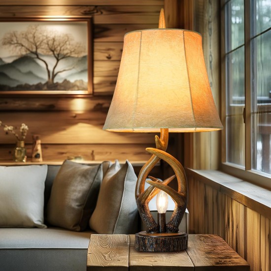 Scenekoy Rustikale Bauernhaus-Nachttischlampe mit Geweih, 2er-Set, mit Nachtlicht, zwei USB-Anschlüssen, weicher Glockenschirm aus Leder, braunes Finish, Nachttischlampe, Dekoration für Wohnzimmer, Schlafzimmer, Büro, Haus, Hotel Scenekoy Rustikale Bauernhaus-Nachttischlampe mit Geweih, 2er-Set, mit Nachtlicht, zwei USB-Anschlüssen, weicher Glockenschirm aus Leder, braunes Finish, Nachttischlampe, Dekoration für Wohnzimmer, Schlafzimmer, Büro, Haus, Hotel