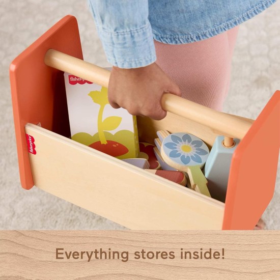 Fisher-Price Holzspielzeug Tiny Garden Caddy, 12-teiliges Set mit Holzwerkzeugen und Pflanzen für Vorschulkinder ab 3 Jahren Fisher-Price Holzspielzeug Tiny Garden Caddy, 12-teiliges Set mit Holzwerkzeugen und Pflanzen für Vorschulkinder ab 3 Jahren
