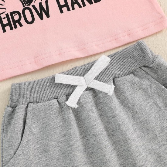 Sejardin Baby Mädchen Sommer Outfit Kleinkind Brief Drucken Kurzarm T Shirt Tops und Stretch Shorts 6 12 18 24M 2T Mädchen Kleidung