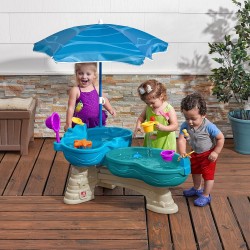 Schritt 2 Spill & Splash Seaway-Wassertisch für Kinder, zweistufiger Wasser-Sensortisch für Kinder im Freien mit Regenschirm, ab 1,5 Jahren, 11-teiliges Wasserspielzeugzubehör Schritt 2 Spill & Splash Seaway-Wassertisch für Kinder, zweistufiger Wasser-Sensortisch für Kinder im Freien mit Regenschirm, ab 1,5 Jahren, 11-teiliges Wasserspielzeugzubehör