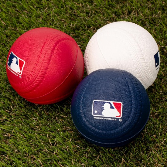 Franklin Sports Foam Baseballs - Soft Foam Practice Baseballs for Kids - Perfect for Hitting and Indoor or Outdoor Play - 3 Pack - Official MLB Licensed Product